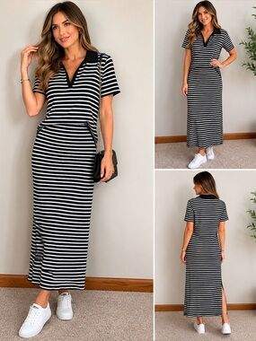 2 Piece Black & White Stripe Set